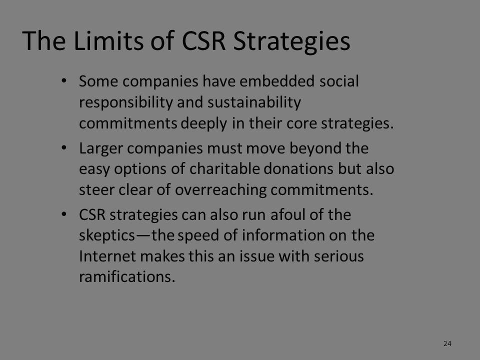 Chances and limits of csr